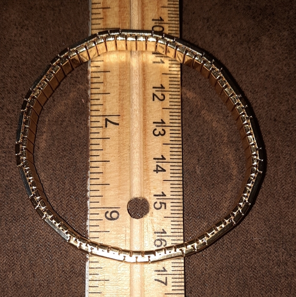 Vintage two tone stretch bracelet, art deco style metal - Picture 9 of 10